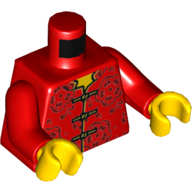 Torso Traditional Chinese Robe/Shirt, Laces Print, Red Arms, Yellow Hands in 