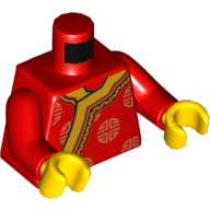 Torso Robe, Gold Decorations and Trim Print, Red Arms, Yellow Hands Red