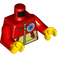 Torso Jacket with Bright Light Yellow Bottom, Pockets, Zipper, and Star of Life Badge Print, Red Arms, Yellow Hands Rot