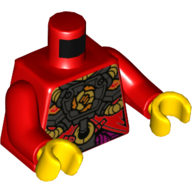 Torso Armor, Black Chest Panel with Gold Tubes Print, Red Arms, Yellow Hands Rot