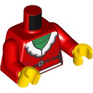 Torso, Red Santa Suit, White Fur, Bright Green Sweater print, Red Arms, Yellow Hands Red