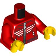 Torso, Racing Suit, White Squares, Zippers, Dark Red Trim print, Red Arms, Yellow Hands Red