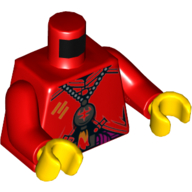 Torso Robe with Silver Necklace, Pendant, Orange Lightning Print (Red Son), Red Arms, Yellow Hands Rot