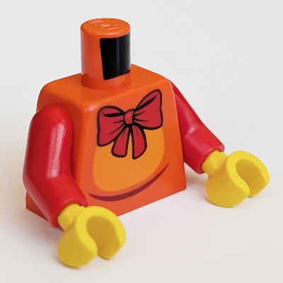 Torso, Elephant Costume, Red Bowtie Print, Red Arms, Yellow Hands Reddish Orange