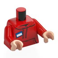 Torso, Hoody, Laces, Blue ID Tag print, Red Arms, Light Nougat Hands Rot