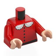 Torso, Dress, White Collar, Black Buttons, Belt print, Red Arms, Light Nougat Hands Red