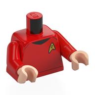Torso, Star Fleet Uniform, Gold Badge print, Red Arms, Light Nougat Hands Rot