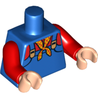 Torso Overalls with Checkered Bandana Print (Stinky Pete), Red Arms, Light Nougat Hands Blau