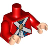 Torso Imperial Soldier Uniform with Knapsack on Back Print, Red Arms, Light Nougat Hands Red