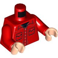 Torso Shirt, Buttons, Pockets, Black Undershirt Print, Red Arms, Light Nougat Hands Rot