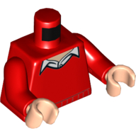 Torso Sweater V-Neck over Button Down White Shirt Print (Dick Grayson), Red Arms, Light Nougat Hands Red