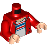 Torso Jacket, White Shirt with Blue and Red Stripes, Zipper Print, Red Arms, Light Nougat Hands Rot