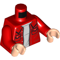 Torso Shirt with Pockets over White Undershirt Print, Red Arms, Light Nougat Hands Rot