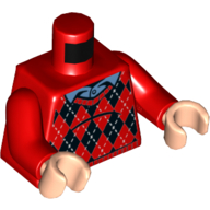 Torso Argyle Sweater with Blue Shirt Collar Print, Red Arms, Light Nougat Hands Red