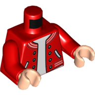 Torso Letterman Jacket, White Undershirt print, Red Arms, Light Nougat Hands Rot
