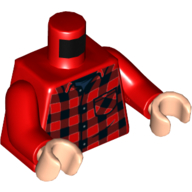 Torso Shirt, Plaid, Dark Blue Undershirt Print, Red Arms, Light Nougat Hands Red