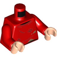 Torso Sweater, Dirty and Tattered Print, Red Arms, Light Nougat Hands Rot