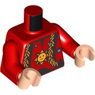 Torso, Black Trim, Ruffles, Yellow Sun print, Red Arms, Light Nougat Hands Rot