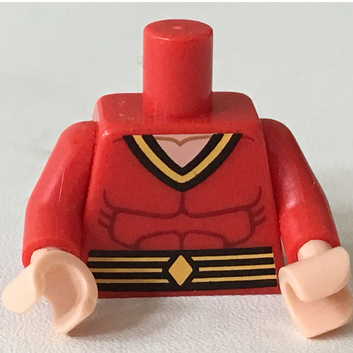 Torso Muscles with Belt with Yellow Lines and Diamond Print (Plastic Man), Red Arms, Light Nougat Hands Rot