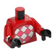 Torso, White/Coral Checkered Chest, Black/White Tail print, Red Arms, Black Hands Red