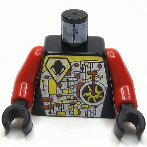 Torso UFO Circuitry with Red Lever Print, Red Arms, Black Hands Black