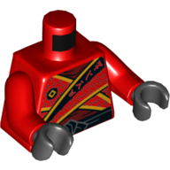 Torso Robe with Square Print, Yellow Trim, and Black Belt Print (Kai), Red Arms, Black Hands Red