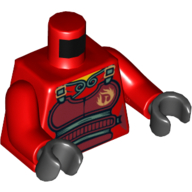 Torso Armor with Belts and Flames Print, Red Arms, Black Hands Red