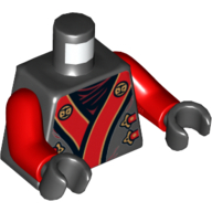 Torso Robe with Red and Gold Sash Print, Red Arms, Black Hands Schwarz