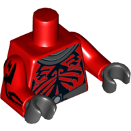 Torso Bare Chest with Gray and Silver Collar and Belt Print (Darth Maul), Red Arms with Black Markings Print, Black Hands Red