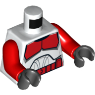 Torso Armor Clone Trooper with Red Shock Trooper Markings Print, Red Arms, Black Hands White