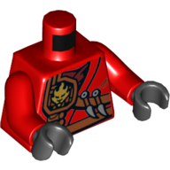 Torso Robe with Fire Power Emblem, Kunai Knives and Scabbard Print, Red Arms, Black Hands Rot