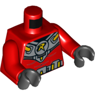 Torso Armor, Silver and Gold Diving Suit with 'R' Logo Print (Robin), Red Arms, Black Hands Rot
