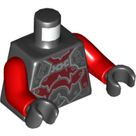 Torso Armor with Dark Red Plates, and Chain Print, Red Arms, Black Hands Schwarz