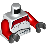 Torso Stormtrooper Armor with Red Marking on Front and Gold Belt on Back print, Red Arms, Black Hands Weiß