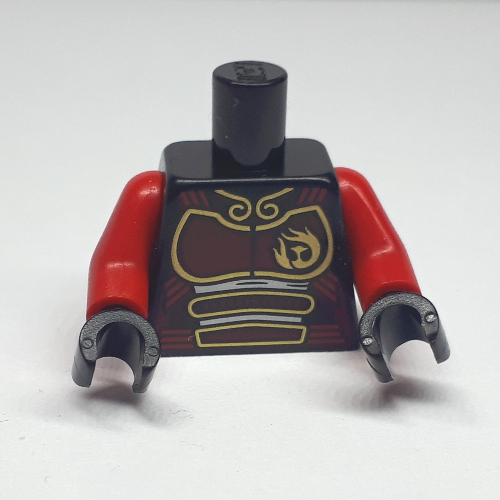 Torso Armor, Dark Red with Gold Striping, Red Arms, Black Hands Schwarz
