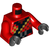 Torso Robes, Pixelated Black and Gold Squares Print, Red Arms, Black Hands Red