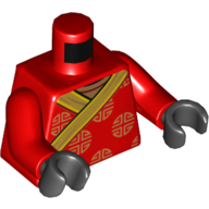 Torso Robe, Gold Decorations and Trim Print, Red Arms, Black Hands Rot