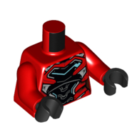 Torso, Black/Light Bluish Grey Ironheart MK II print, Red Arms, Black Hands Red