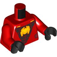 Torso, Black Muscles, Yellow Spider-Man Logo print, Red Arms, Black Hands Red