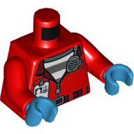 Torso Jacket over Prison Shirt, Radio and ID Badge print, Red Arms, Dark Azure Hands Rot