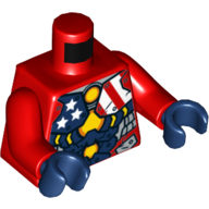 Torso Armor with Stars and Stripes and Silver Plates and Yellow Circle Arc Reactor Print (Justin Hammer), Red Arms, Dark Blue Hands Rot