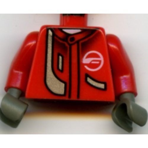 Torso Jacket and White Neck with Silver Stripe Print, Red Arms, Dark Gray Hands Rot
