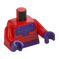 Torso Bodysuit, Dark Purple Breastplate and Belt, Muscles Print (Magneto), Red Arms, Dark Purple Hands Rot