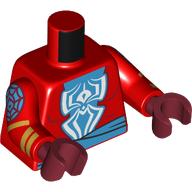 Torso, White Spider on Medium Azure Field, Medium Azure Sash, Spider Webbing on Arms, Gold Bangles print Red Arms, Dark Red Hands Rot