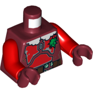 Torso Armor with Red Plates, Holly and White Fur Collar Print, Red Arms, Dark Red Hands Dark Red