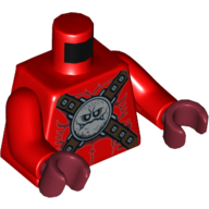 Torso Muscles with Crossed Straps with Stone Face Emblem/Buckle Print, Red Arms, Dark Red Hands Red