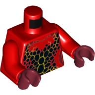 Torso Bare Chest with Black Spots with Orange Cracks Print, Red Arms, Dark Red Hands Rot