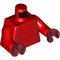 Torso Bare Chest with Muscles and Dark Red Spots Print, Red Arms, Dark Red Hands Red