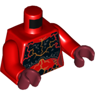 Torso Armor, Black Chestplate, and Dark Red and Black Spots, with Orange Cracks Print, Red Arms, Dark Red Hands Rot