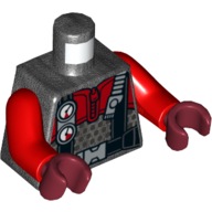 Torso Wetsuit with Black Straps and Gauges Print, Red Arms, Dark Red Hands Perltitan